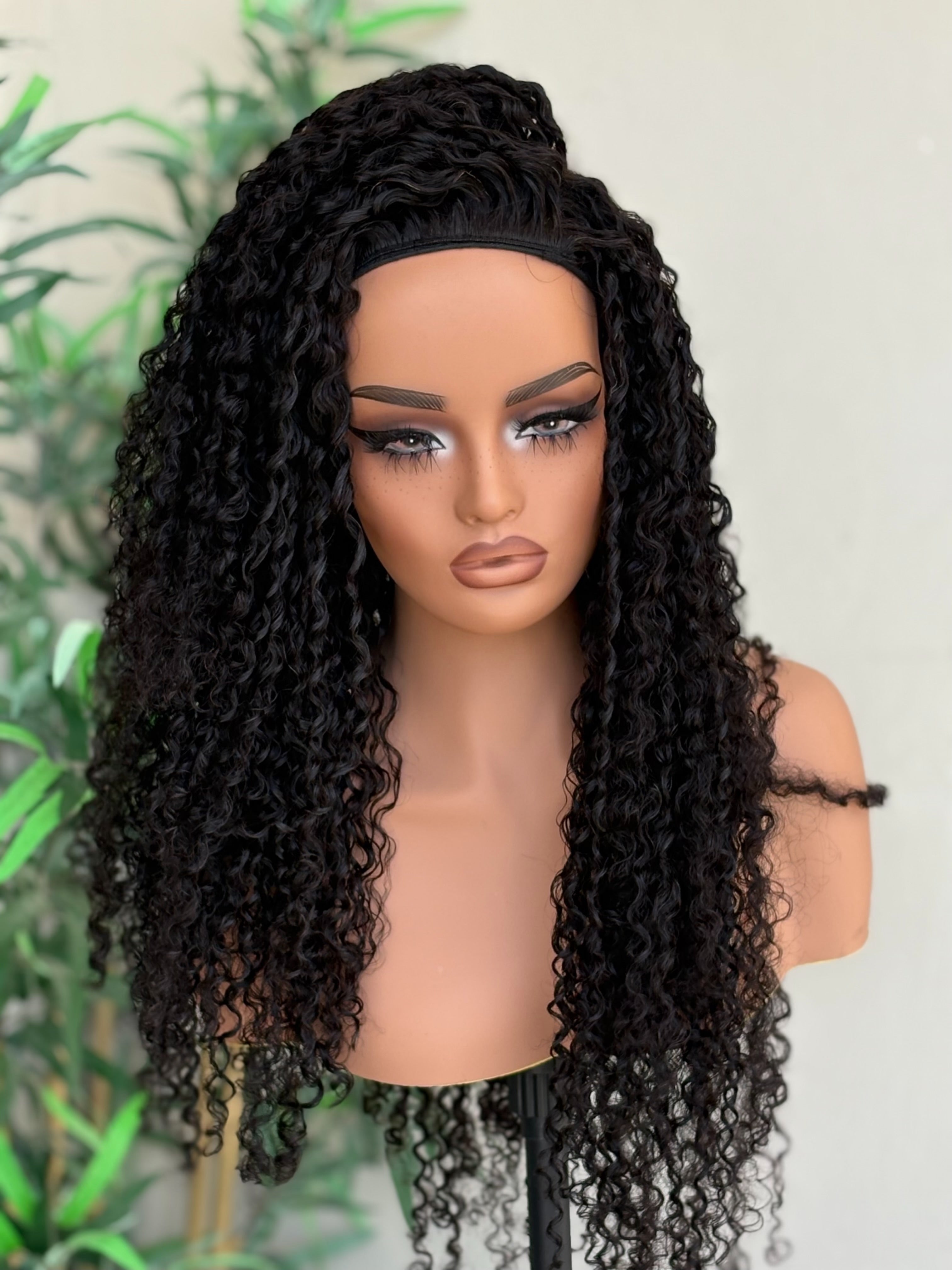 Deep curly flip over half wig